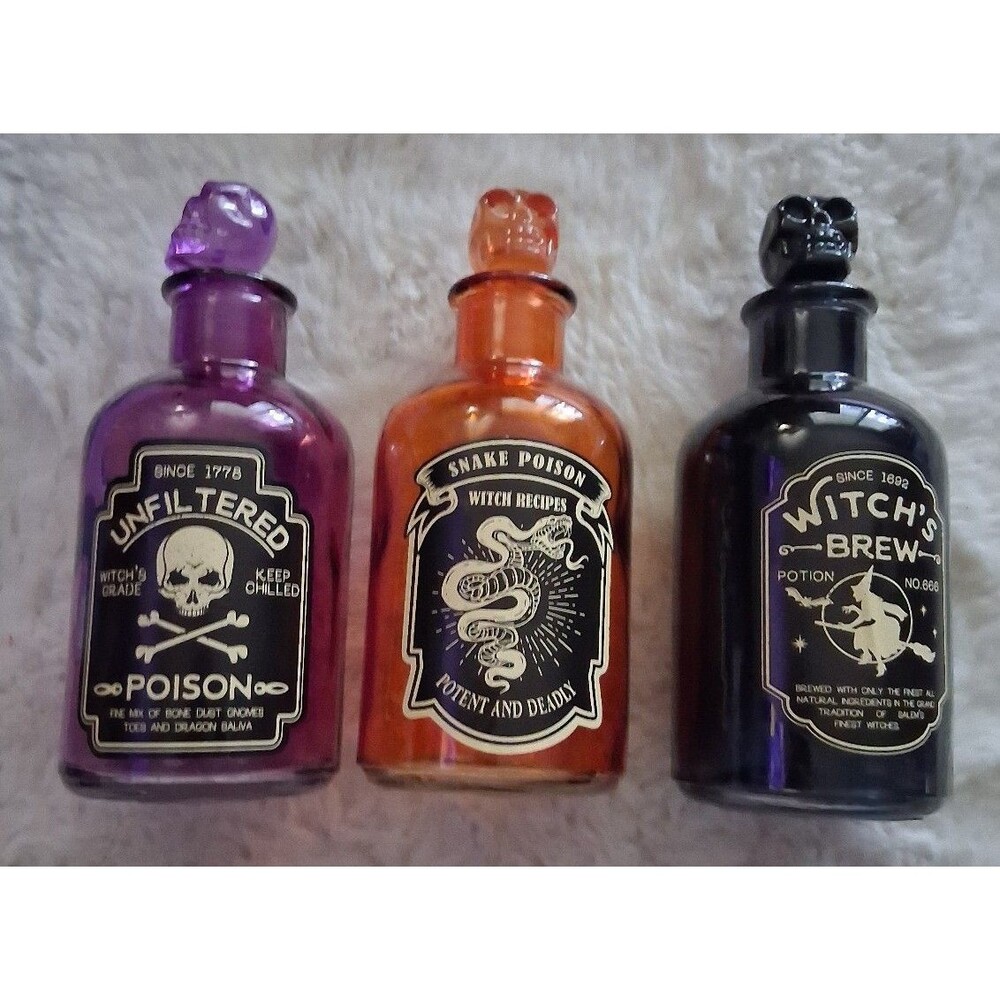 Halloween Witch Potion Bottles - Unfiltered Poison, Snake Poison, Witch's Brew
